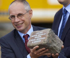 Pawel Machcewicz bei der Grundsteinlegung des Museums im September 2012 in Danzig.