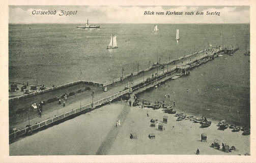 Ostseebad Zoppot - Blick vom Kurhaus nach dem Seesteg.